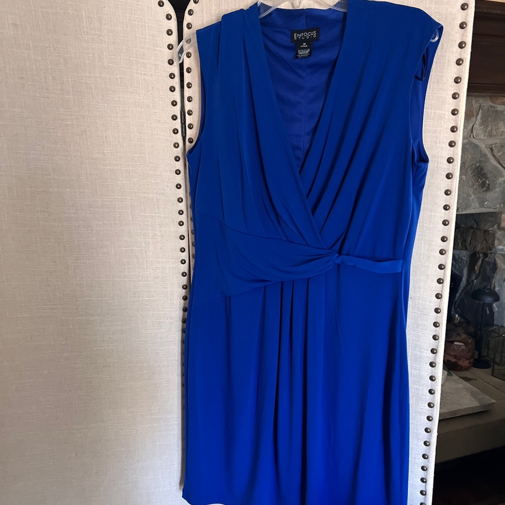 Enfocus Studio Cobalt Blue Wrap Midi Dress